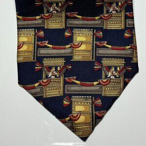 Paul Fredrick Greek Inspired Patterned Architectural Silk Necktie
